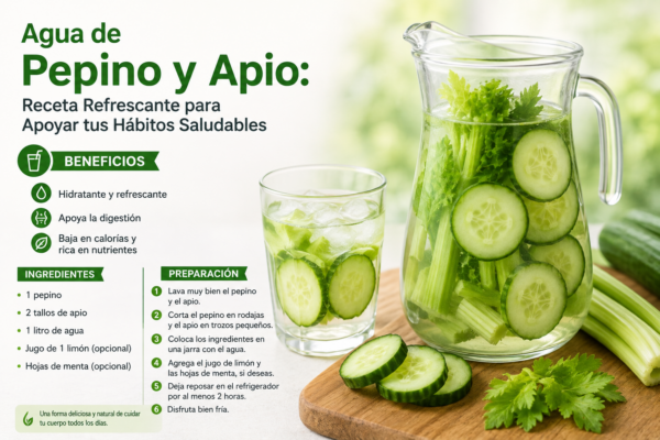 Agua de Pepino y Apio: Receta Refrescante para Apoyar tus Hábitos Saludables